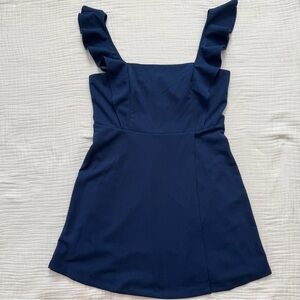 NWT BCBG Paris navy blue short ruffle dress size Large